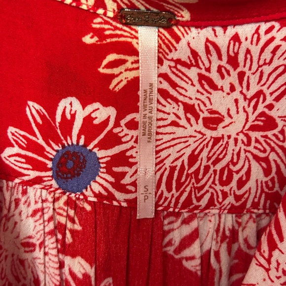 Free People Blue Hawaii Red Floral Print Mini Dress Size Small Bohemian - Picture 7 of 9